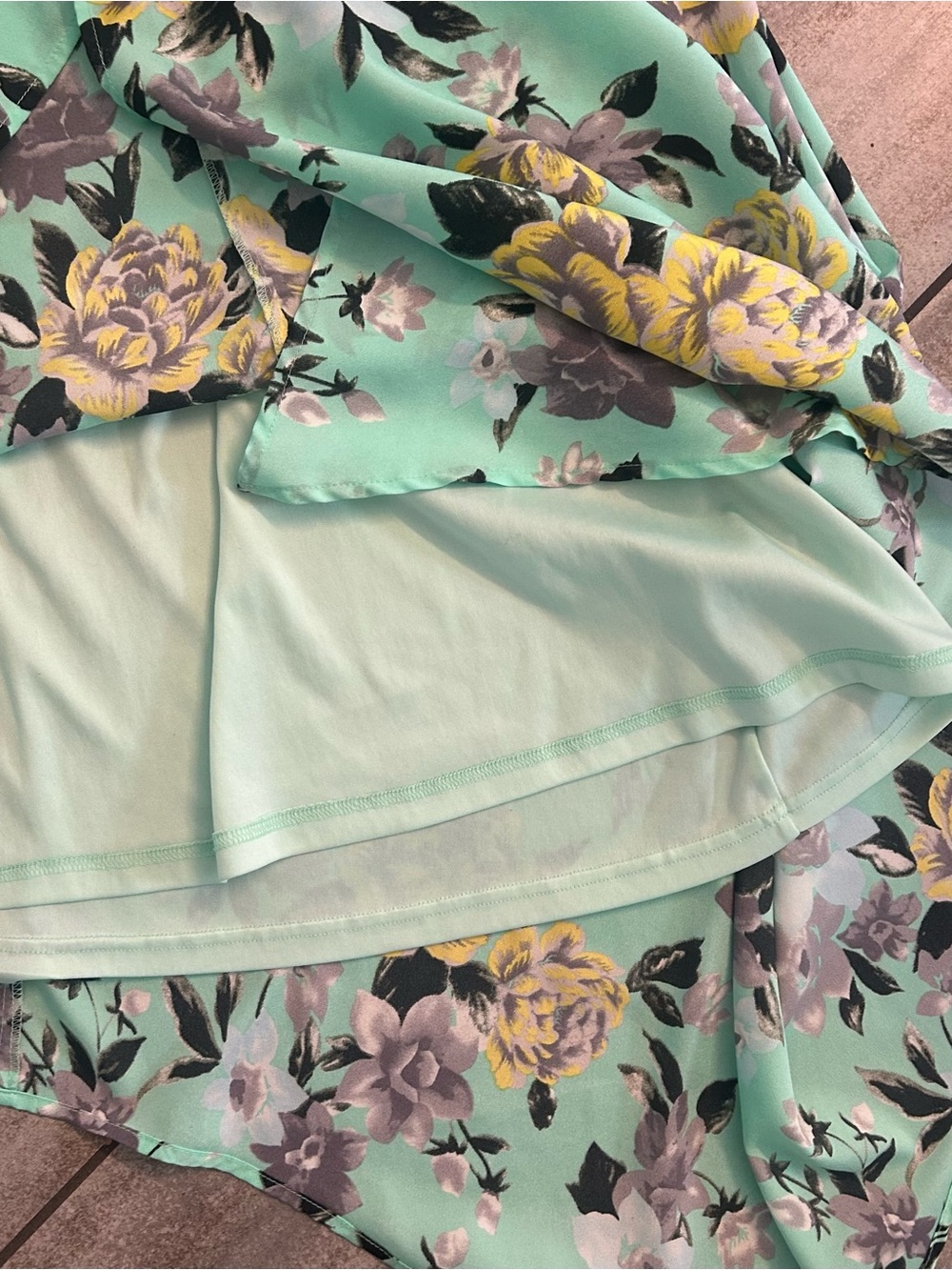 Design Lab Women’s Pastel Mint Floral
Asymmetric Handkerchief Hem Dress Size L - Picture 6 of 15